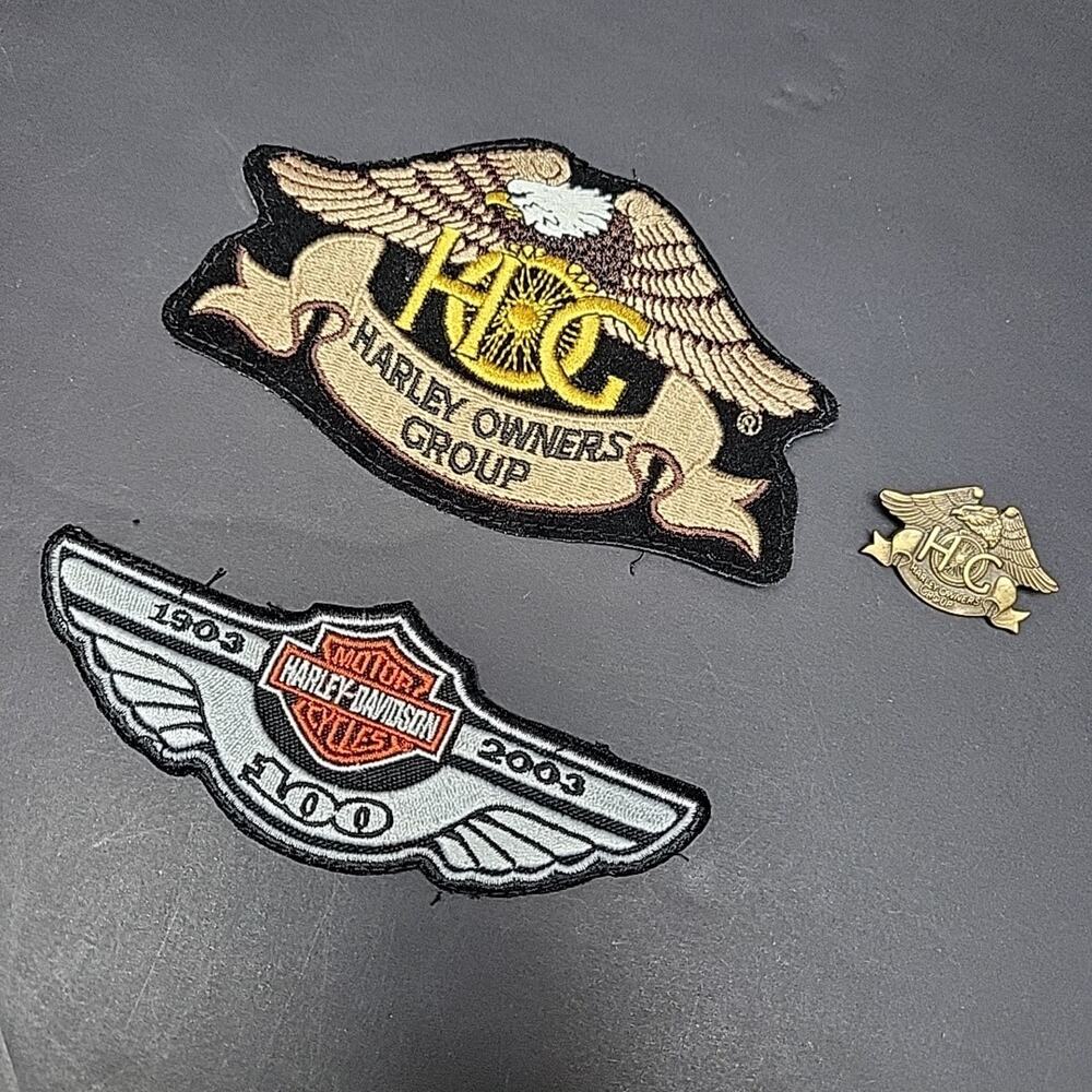 Harley-Davidson HOG Patches and Pin 100 Year Anniver Jacket Hat Boot Shirt Cut